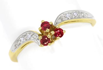 Foto 1 - Damenring geschwungen mit Rubinen und Diamanten in Gold, Q1306