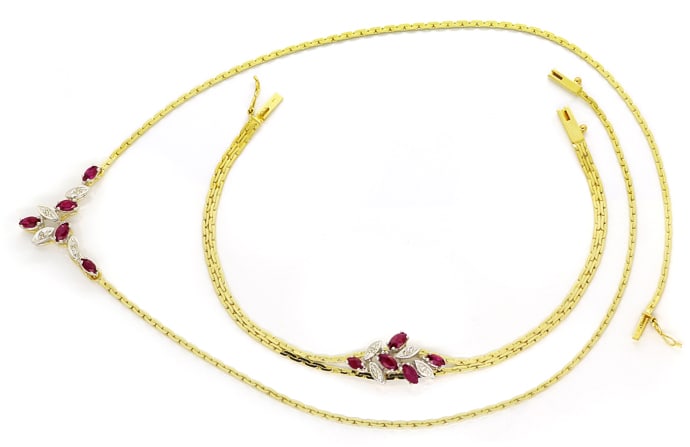 Foto 1 - Rubine und Diamanten in Collier und Armband 585er Gold, S2303