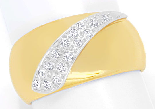 Foto 2 - Diamant Bandring 15 Diamanten Gelbgold-Weißgold, S6639